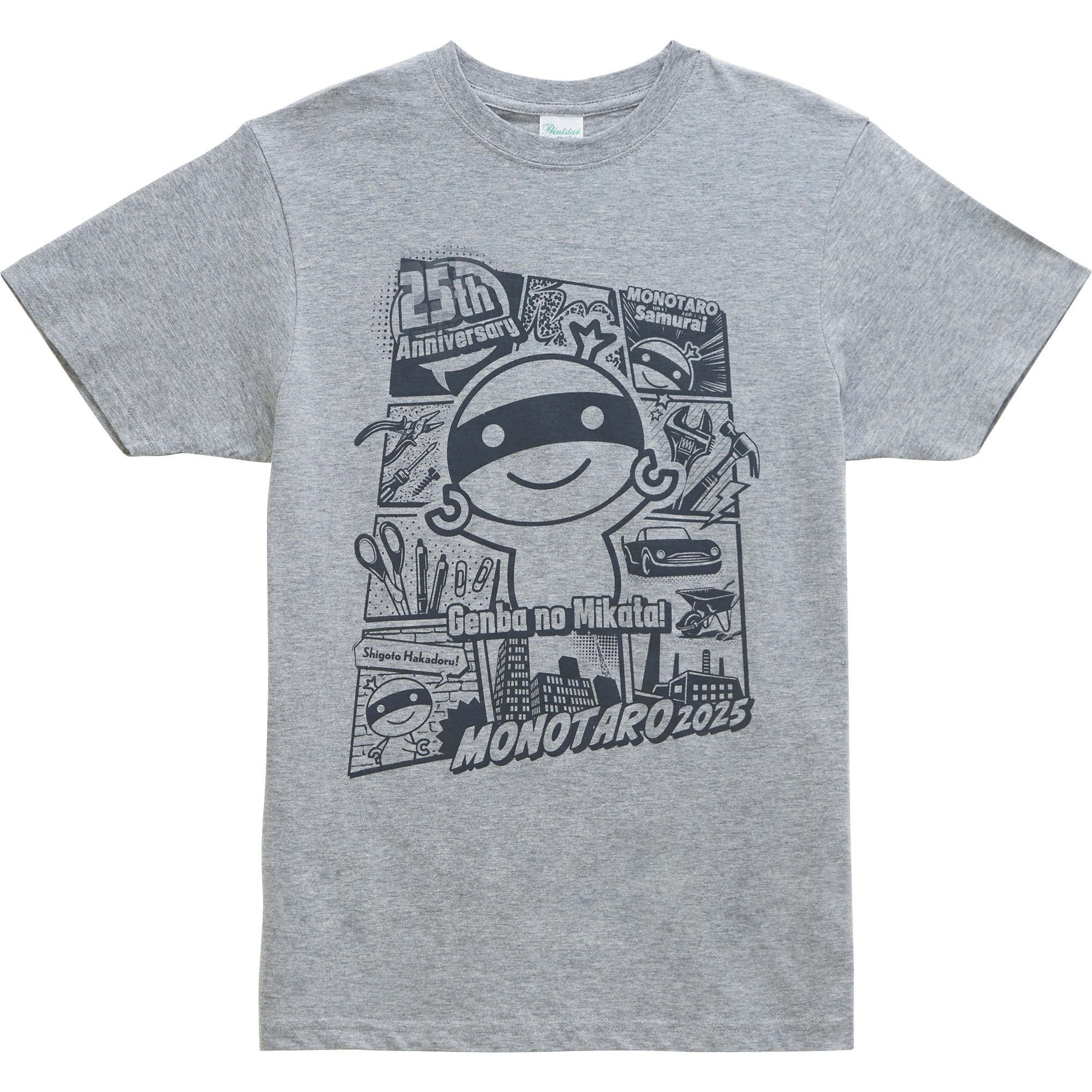 【関税込】 マンツーマンTシャツ - ヘッダーグレー GOOD LUCK コットンTシャツ ヘザーグレー