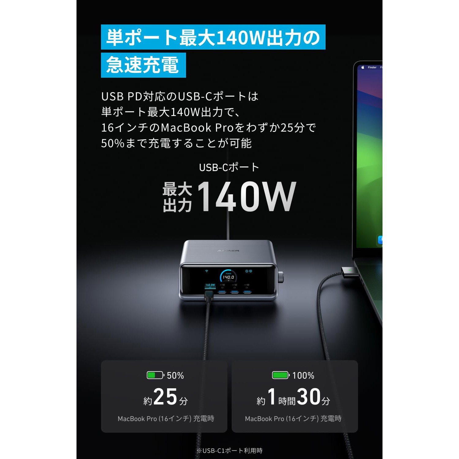 A2345541 Anker Prime Charger (250W， 6 Ports， GaN) 1個 Anker