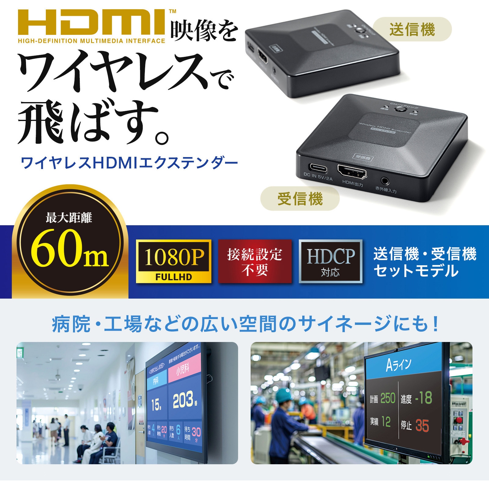 ワイヤレスHDMI VGA-EXWHD6RX、VGA-EXWHD6TX3台 ワイヤレスHDMI VGA-EXWHD6RX、VGA-EXWHD6TX3台