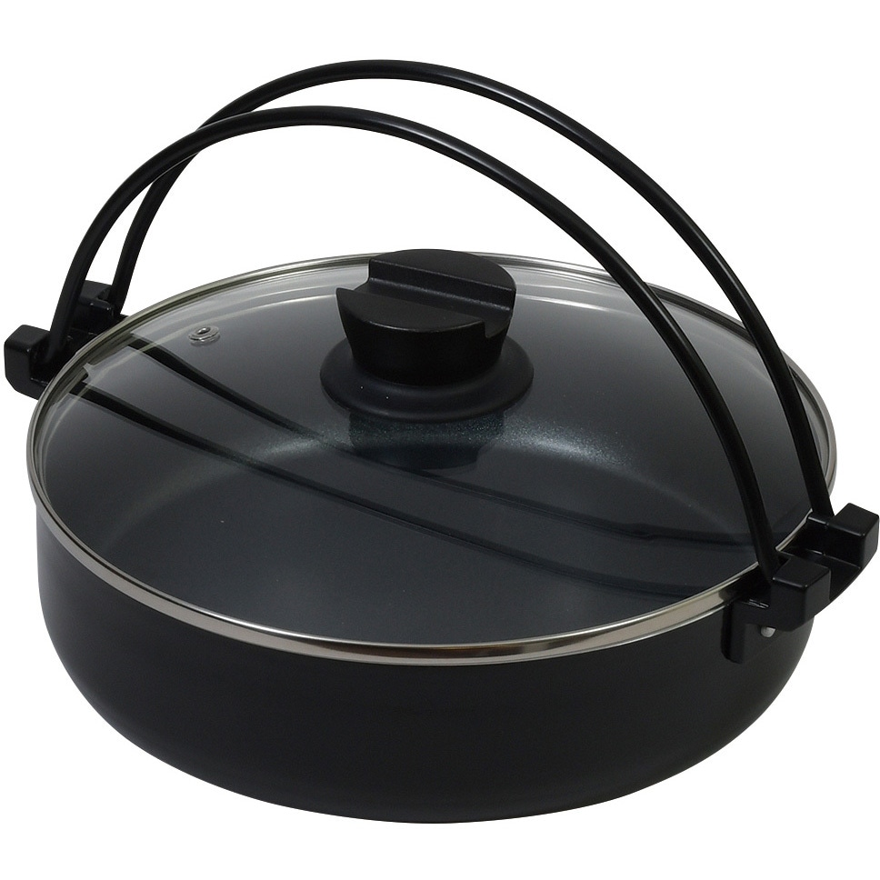 HB-5857 おうち御膳 ふっ素加工IH対応ガラス蓋付すきやき鍋 パール金属