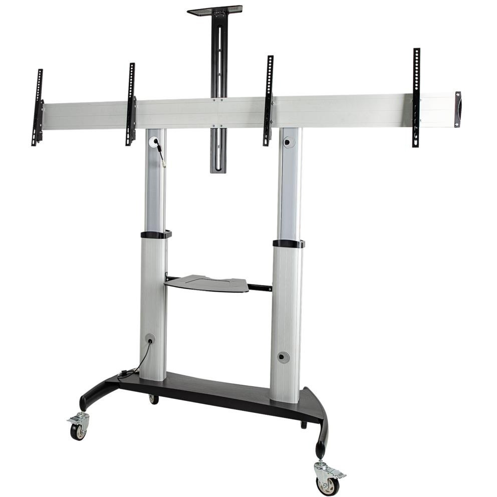STNDMTVDUO テレビスタンド/移動式/2画面/37 - 60インチディスプレイ/VESA対応/耐荷重各50kg/AV機器用棚板付/高さ調整可能/キャスター付/壁寄せTVスタンド・テレビ台 1個 StarTech.com 【通販モノタロウ】 59,988円