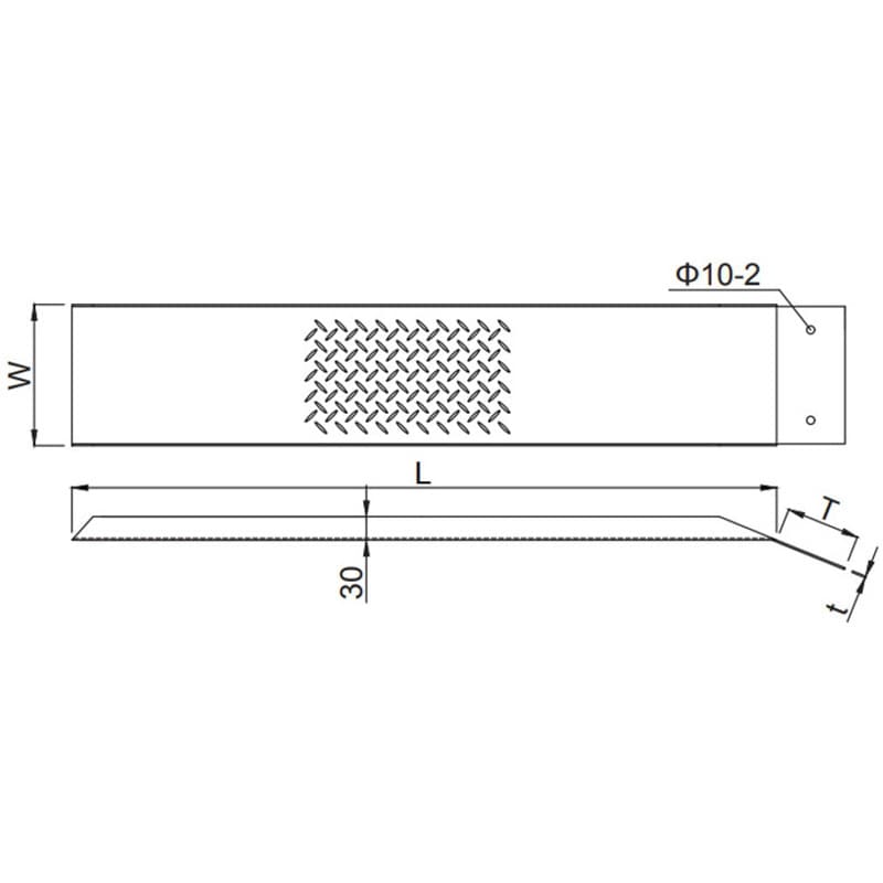 縞鋼板製段差解消スロープ 本体長さ900mm HSP-300W