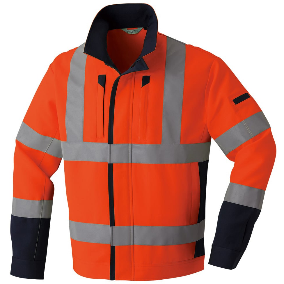 E787 高視認ブルゾン E787 Asahicho(旭蝶繊維) 蛍光オレンジ色 6L着丈74cm