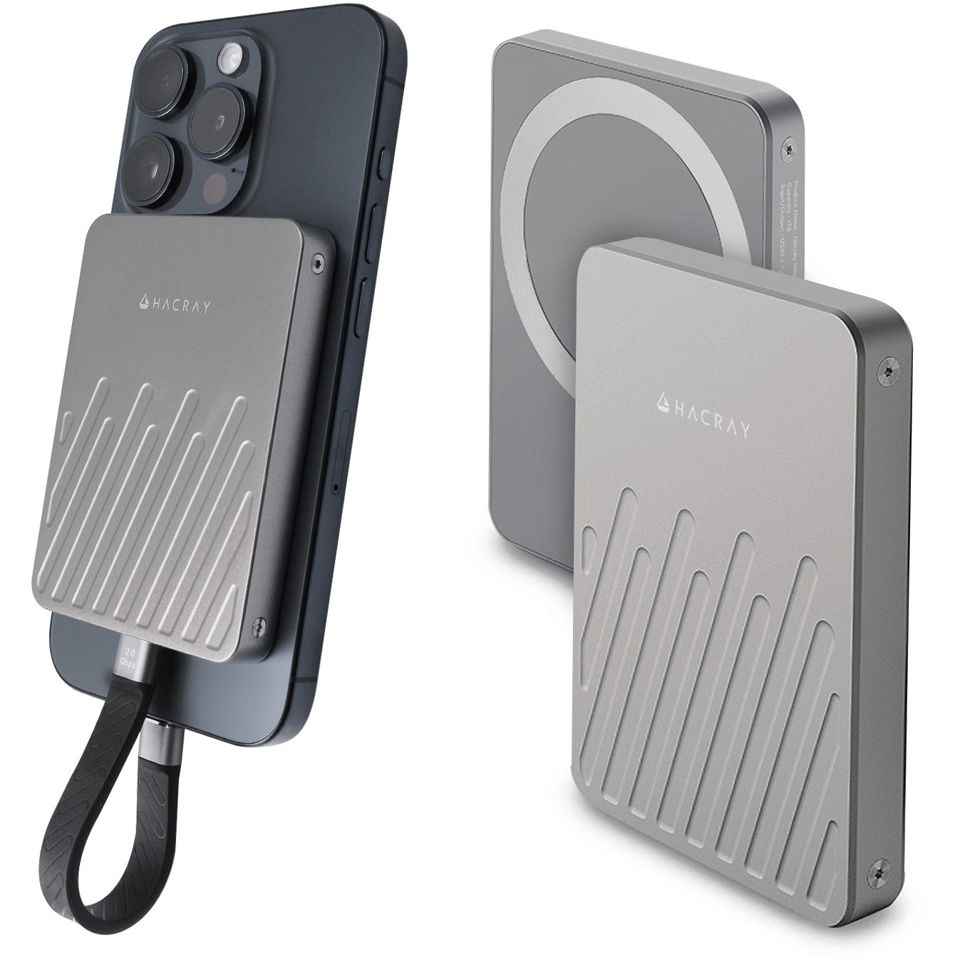 HR26614 MagDrive(マグドライブ) MagSafe対応 iPhone用 超高速ポータブルSSD HACRAY(ハクライ) USB-C 容量1TB   HR26614