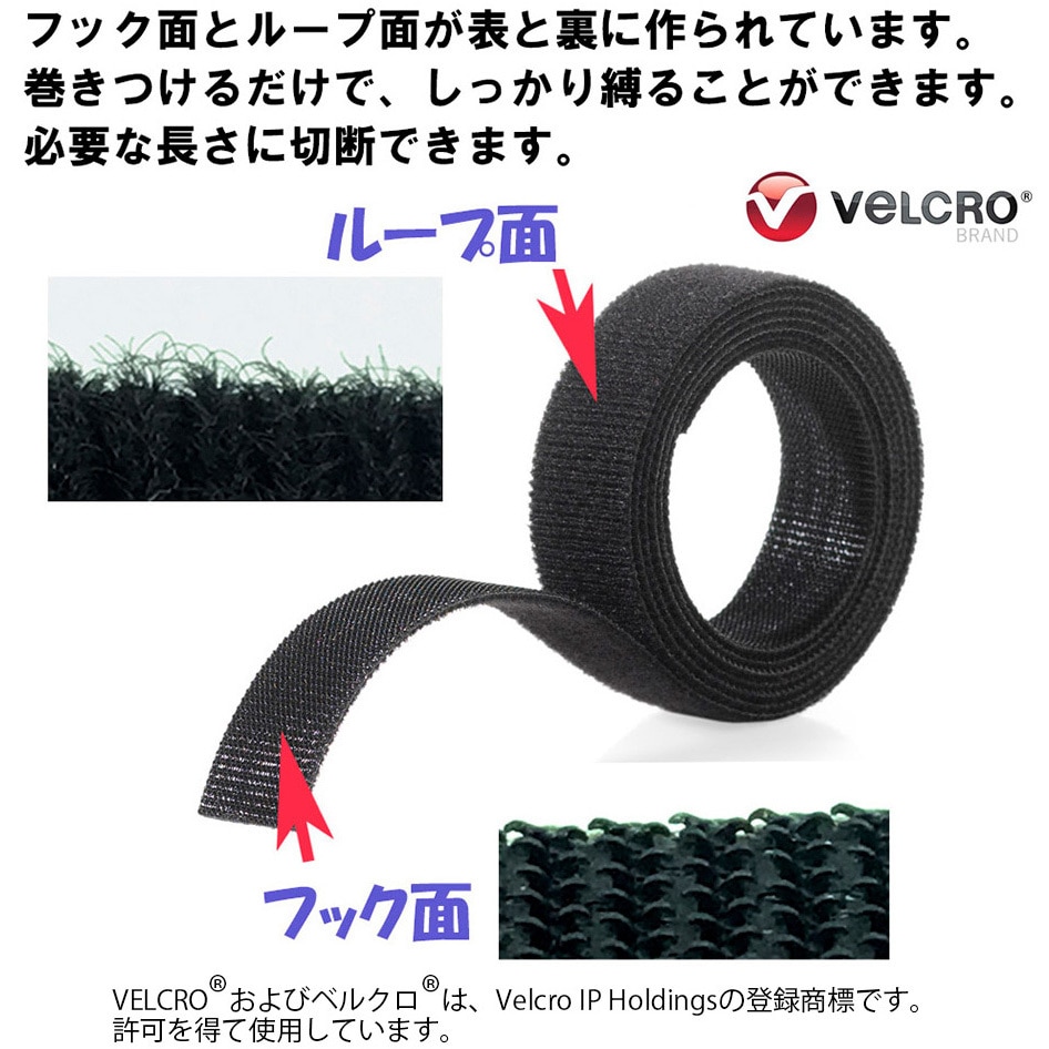 スリーブ まとめ 90340 高耐力結束ベルト ベルクロ 黒色 入数1 幅19mm長さ3.6m