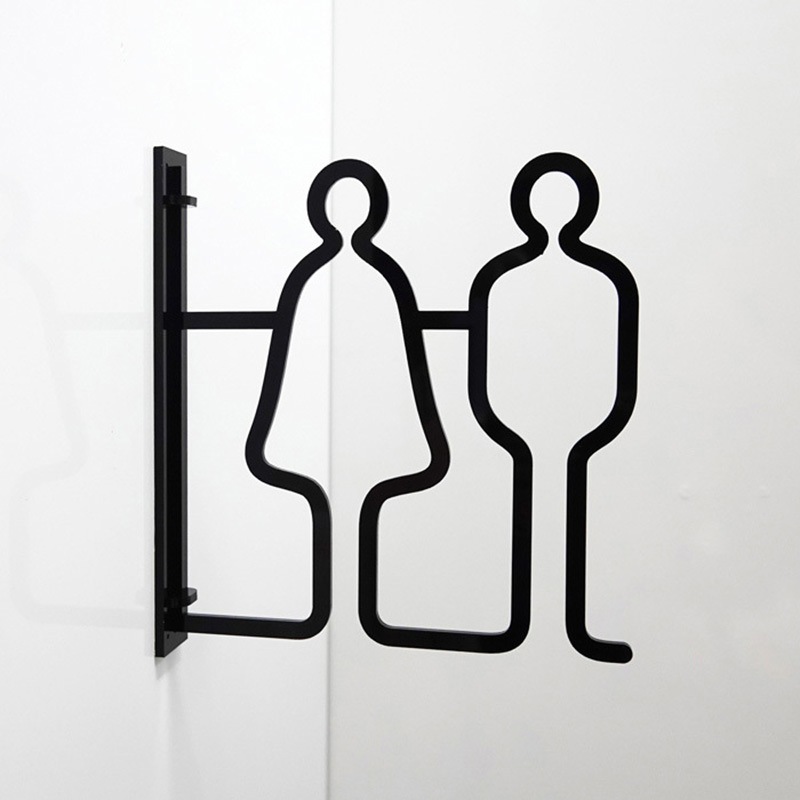 1way-0001-BK ツケレルン 1Wayピクトサイン 西崎ベース 男女並びトイレ 両面テープ(付属) 厚さ3mm  1way-0001-BK