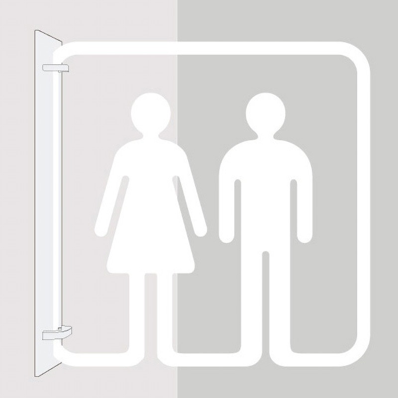 3way-0011-WH ツケレルン 3Wayピクトサイン 西崎ベース 男女並びトイレ 両面テープ(付属)