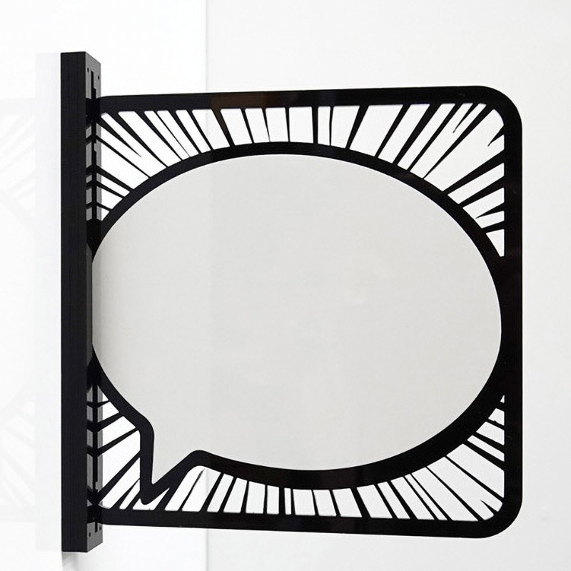 2way-0001-BK ツケレルン 書いて消せる2Wayサイン 西崎ベース 吹き出し 両面テープ(付属) 厚さ3mm  2way-0001-BK