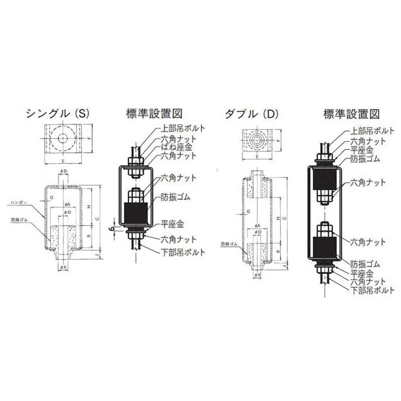 MSF30-S 吊型防振ゴム MSF型 SK-1601 天然ゴム 1個 サンコー機材 【通販モノタロウ】