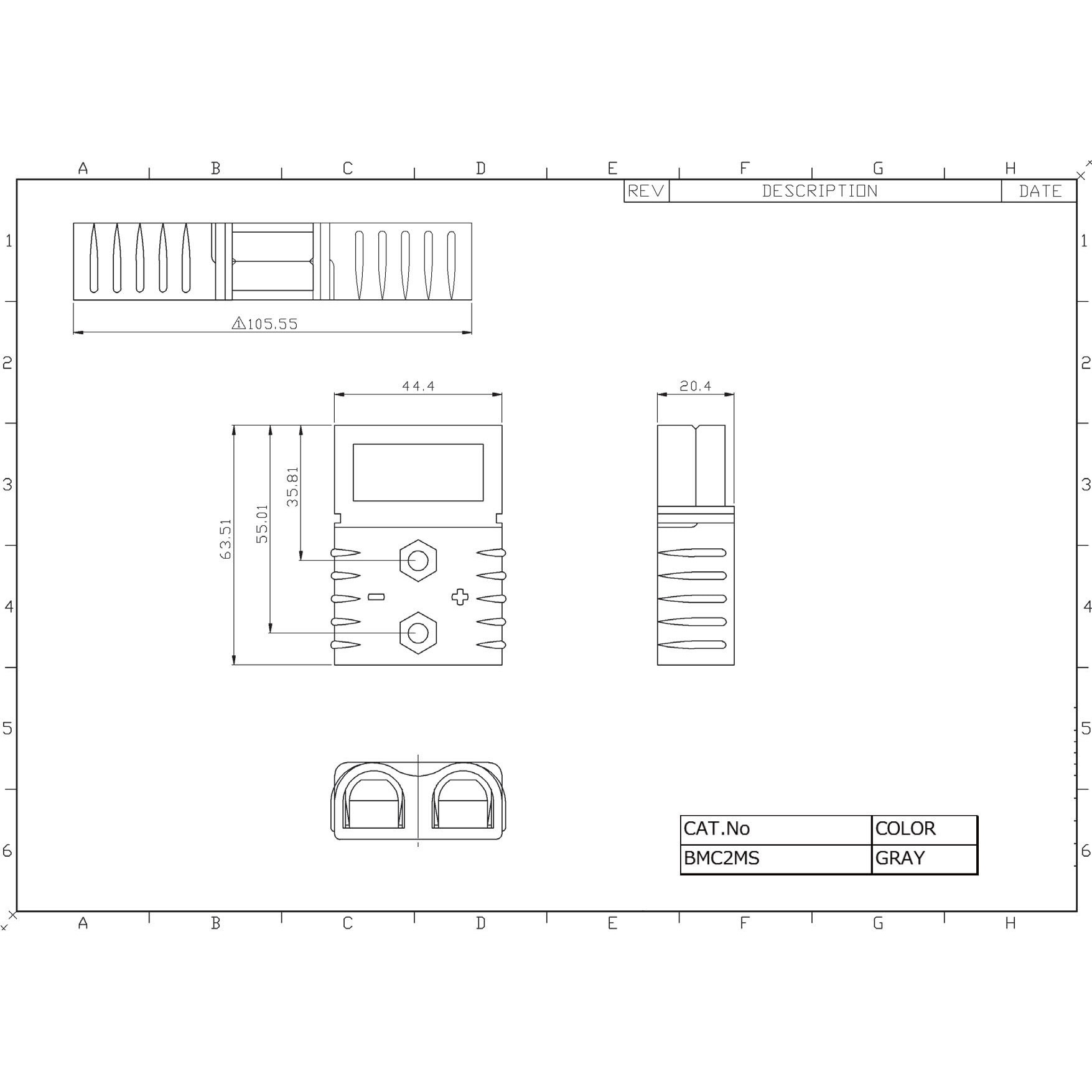 BMC2MS-22-g バッテリーコネクタ デュアルタイプ 100A，4AWG