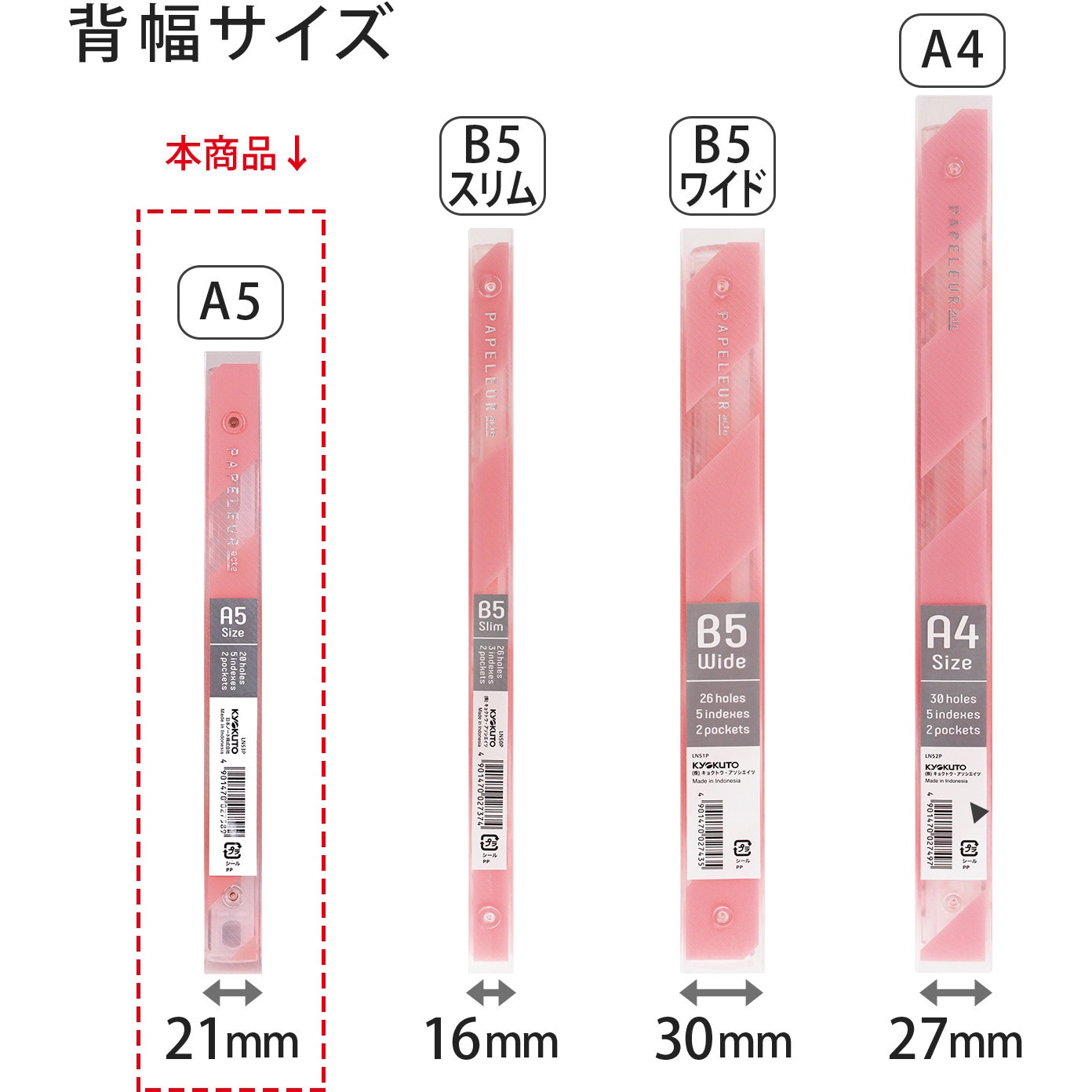 LN53P A5 バインダー パペルール アクテ 20穴 (ミドルタイプ) 日本