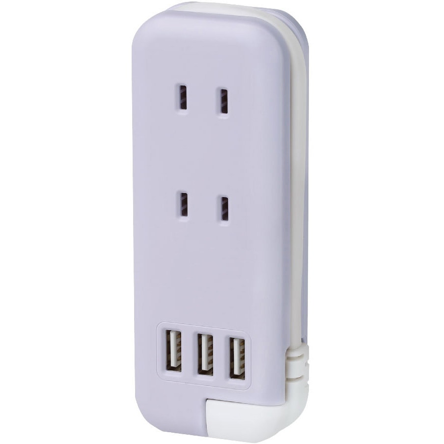 UL-6345-V スリム ポータブルコンセント ポーチ付 USB-A×3