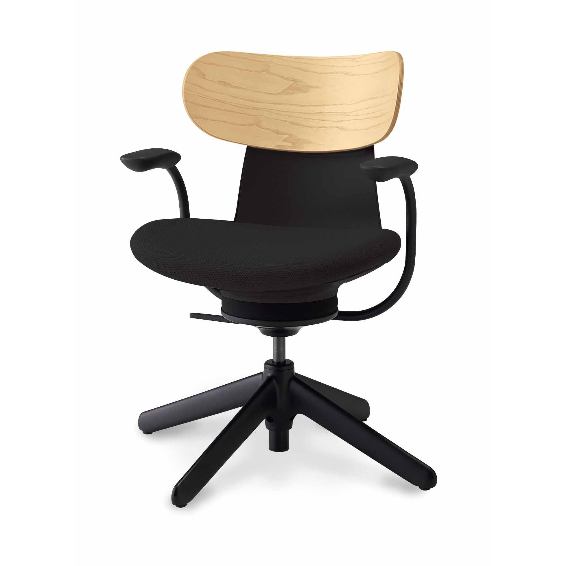 C05-B11CGL-BKB6701 オフィスチェア イングライフ 肘付 背合板タイプ 4本脚(配送・組立サービス付き) コクヨ キャスターあり