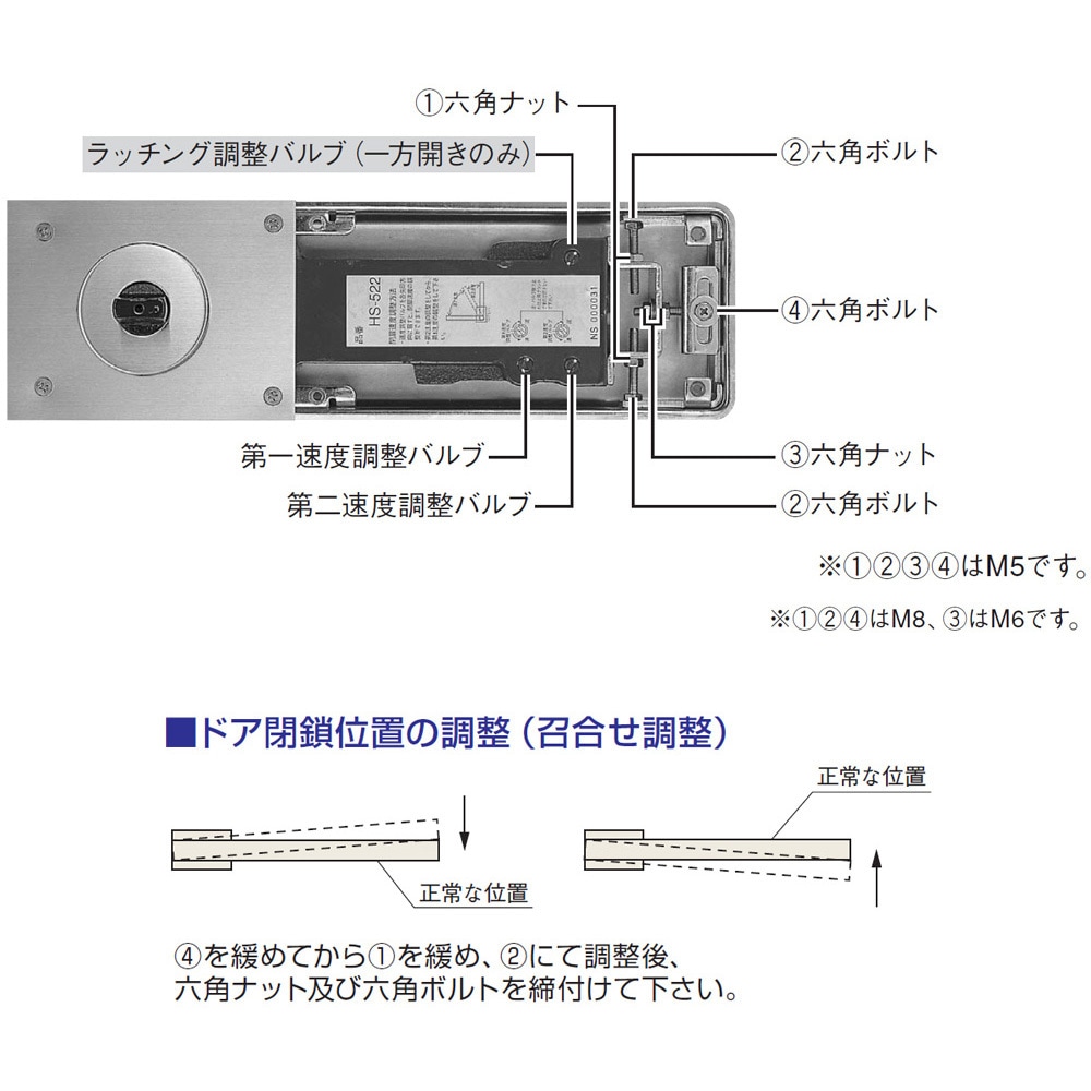 H-525【左勝手】 フロアヒンジ 500シリーズ ストップなし 一方開き 1台
