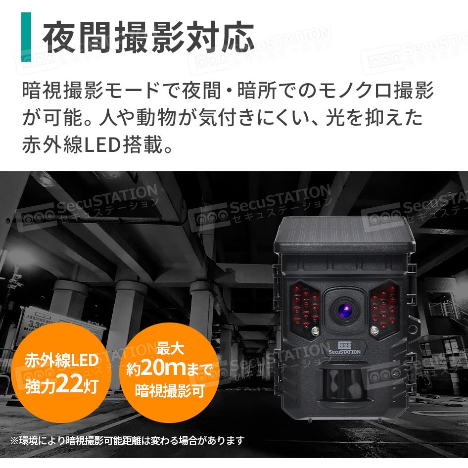 SC-MB63-32GB SecuSTATION 防犯カメラ ソーラーパネル一体型トレイル