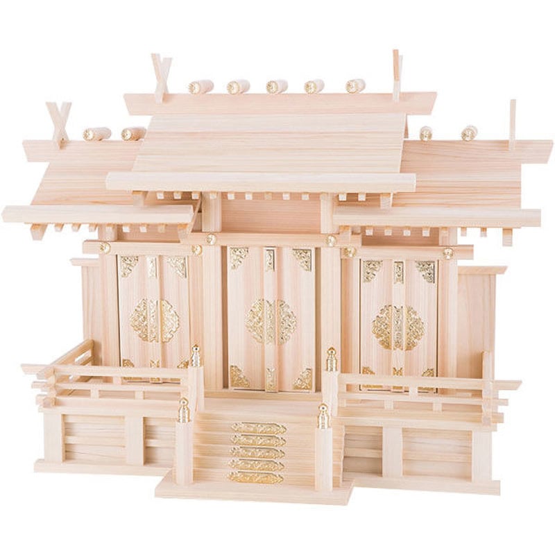 4993896903431 神棚 屋根違い三社 本金具 神棚の里 小サイズ 4993896903431 神棚 屋根違い三社 本金具 神棚の里 小サイズ