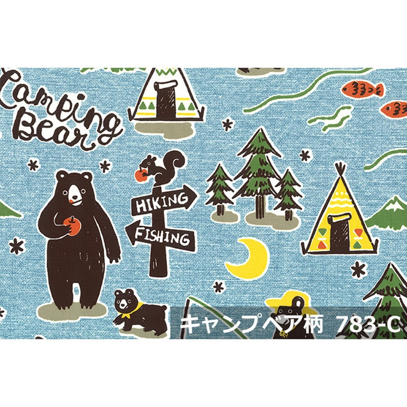 783-C OXプリント 783キャンプベア 生地 アルテモンド 幅150cm長さ55m 1個