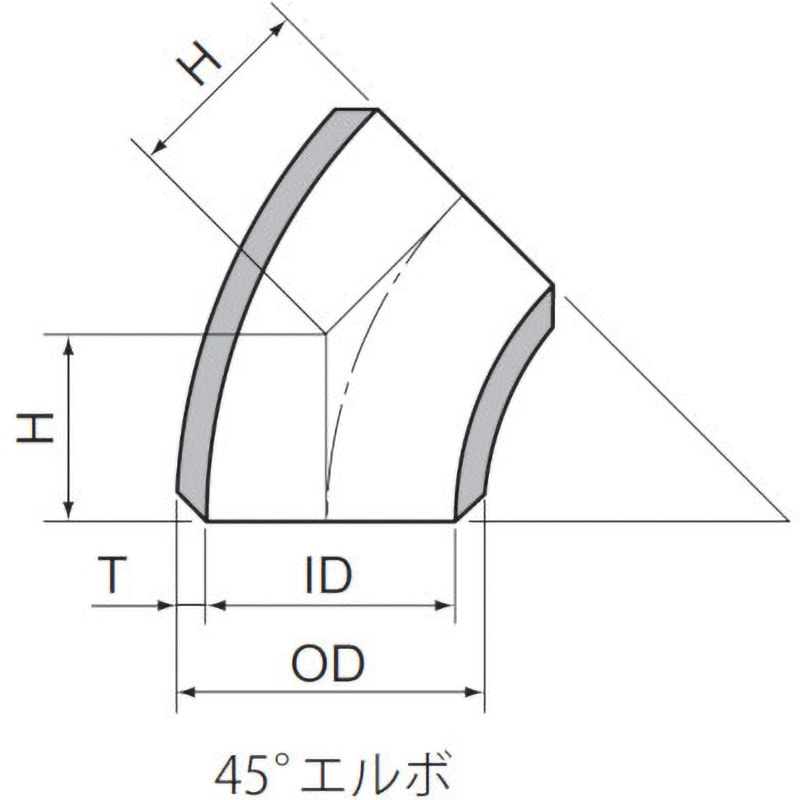 JIS) 45E(L) SUS304W 5B S10S 溶接式管継手(ステンレス)45°ロング