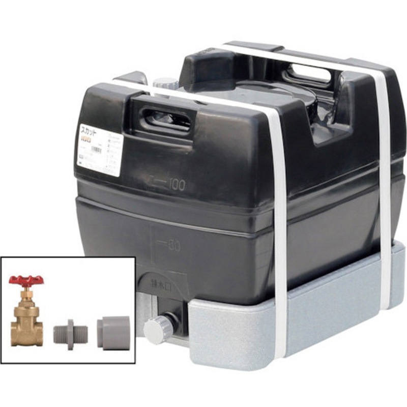 SKT-100 BK+valve-set25A スカット ドレンバルブセット(25A)付 スイコー ブラック色 容量100L