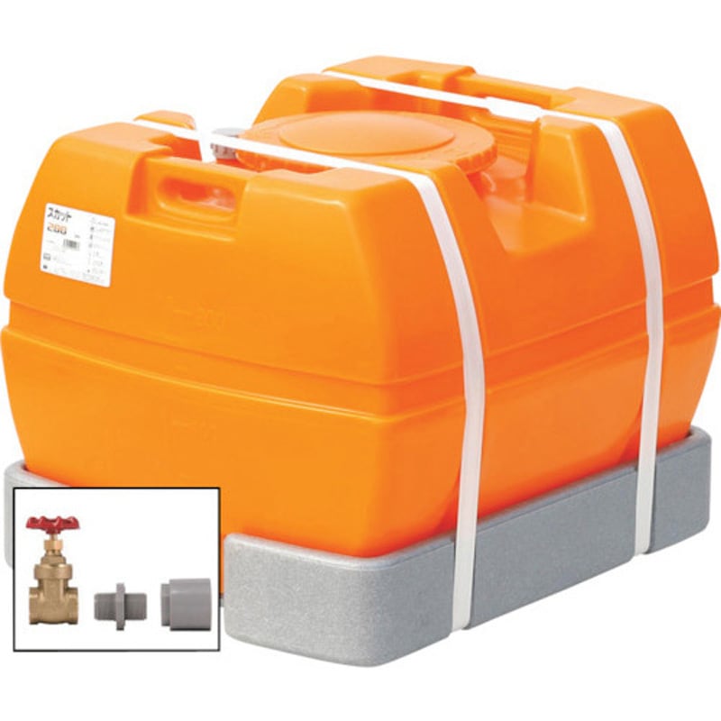 SKT-200+valve-set25A スカット ドレンバルブセット(25A)付 スイコー オレンジ色 容量200L