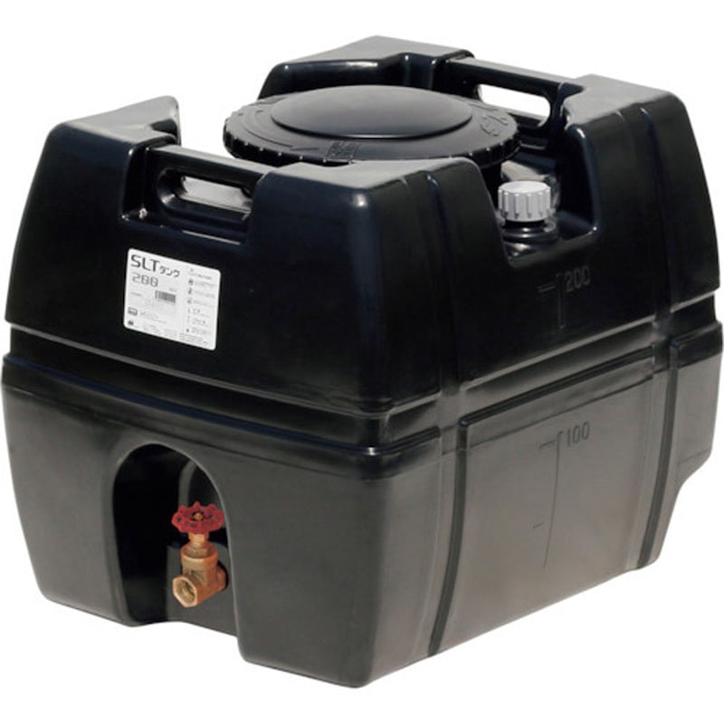 SLT-200 BK+sv25A スーパーローリータンク 直付けスリースバルブ(25A)付 スイコー 黒色 容量200L