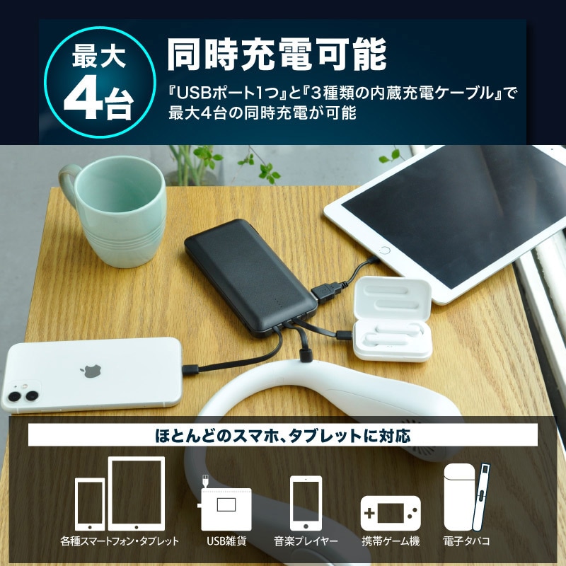 音楽プレイヤーとモバイルパワーと充電器(USB)