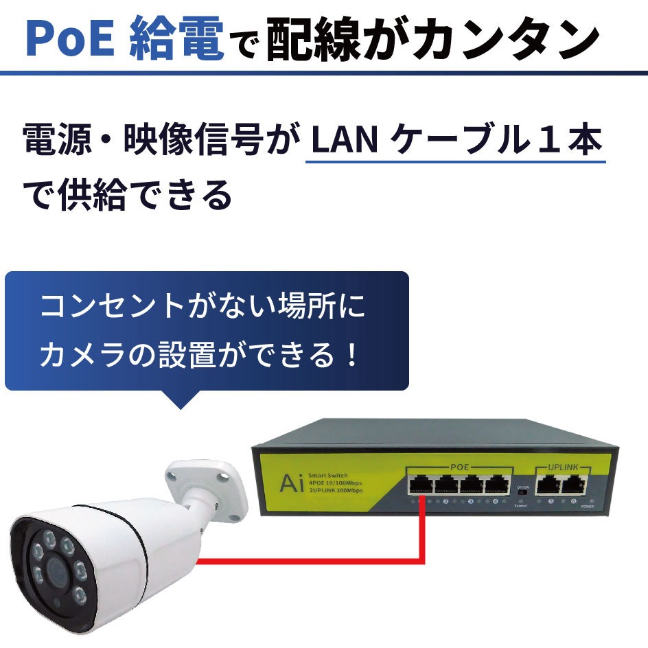 SEC-N-4AIK-16L-4T 4K(800万画素)人検知AI付きPoEタイプNVR防犯カメラ