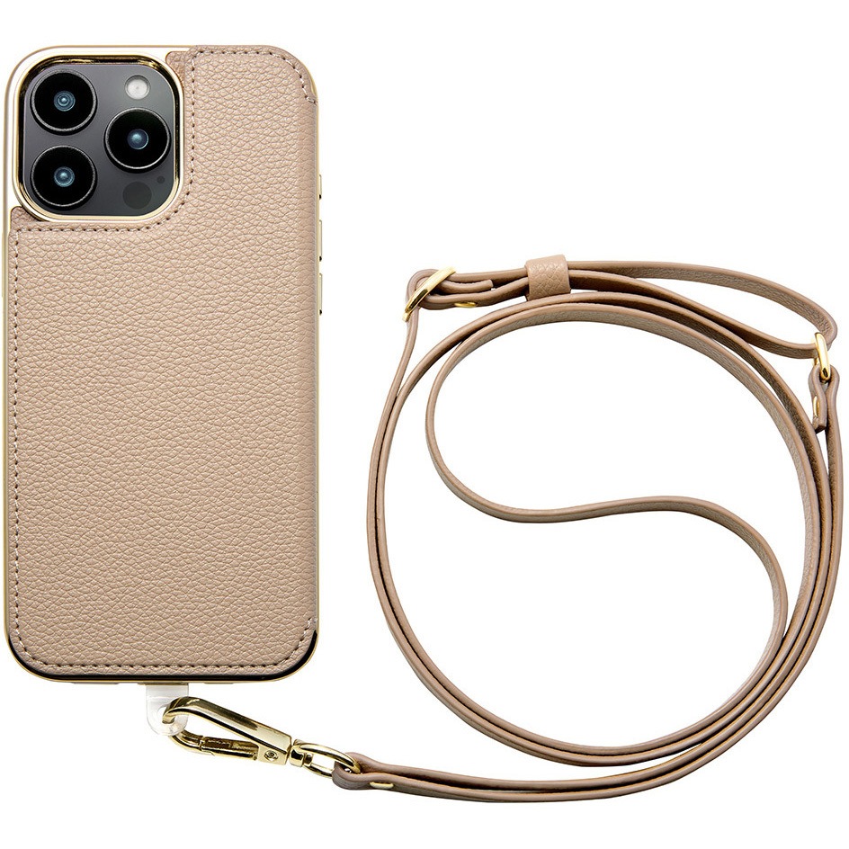 UNI-CSIP24LP-2CBGG Cross Body Case Duo for iPhone 16 Pro Max (greige) ユニケース 手帳型