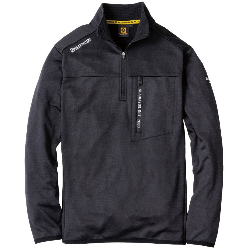 G-9178 光吸収発熱ハーフジップ長袖 GLADIATOR ブラック色 サイズXXL G
