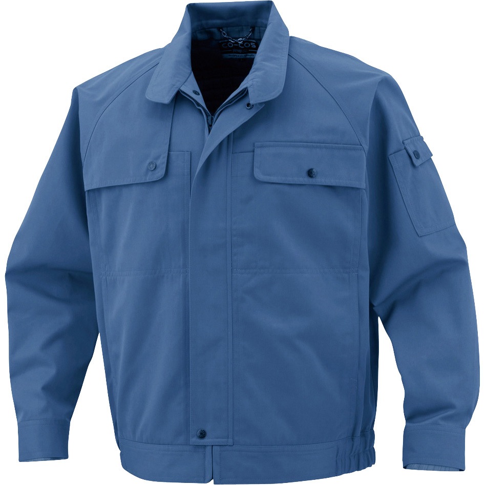 P-4490 エコブルゾン コーコス信岡 混率ポリエステル60・綿40% エンパイアブルー色 6L着丈68cm  P-4490