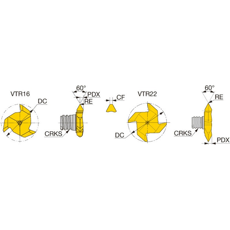 VTR220L28IS30-4S08 GH130 ヘッド交換式エンドミル用ヘッド (ねじ切り) VTR***IS タンガロイ 4枚刃  1セット(2個) VTR220L28IS30-4S08 GH130