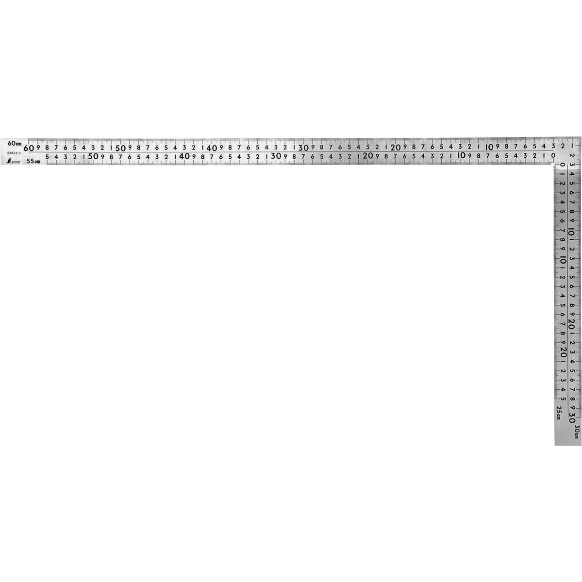 ヨウ④ 63413 曲尺中金 ステン 60×30cm 表裏同目 8段目盛 シンワ測定 同厚