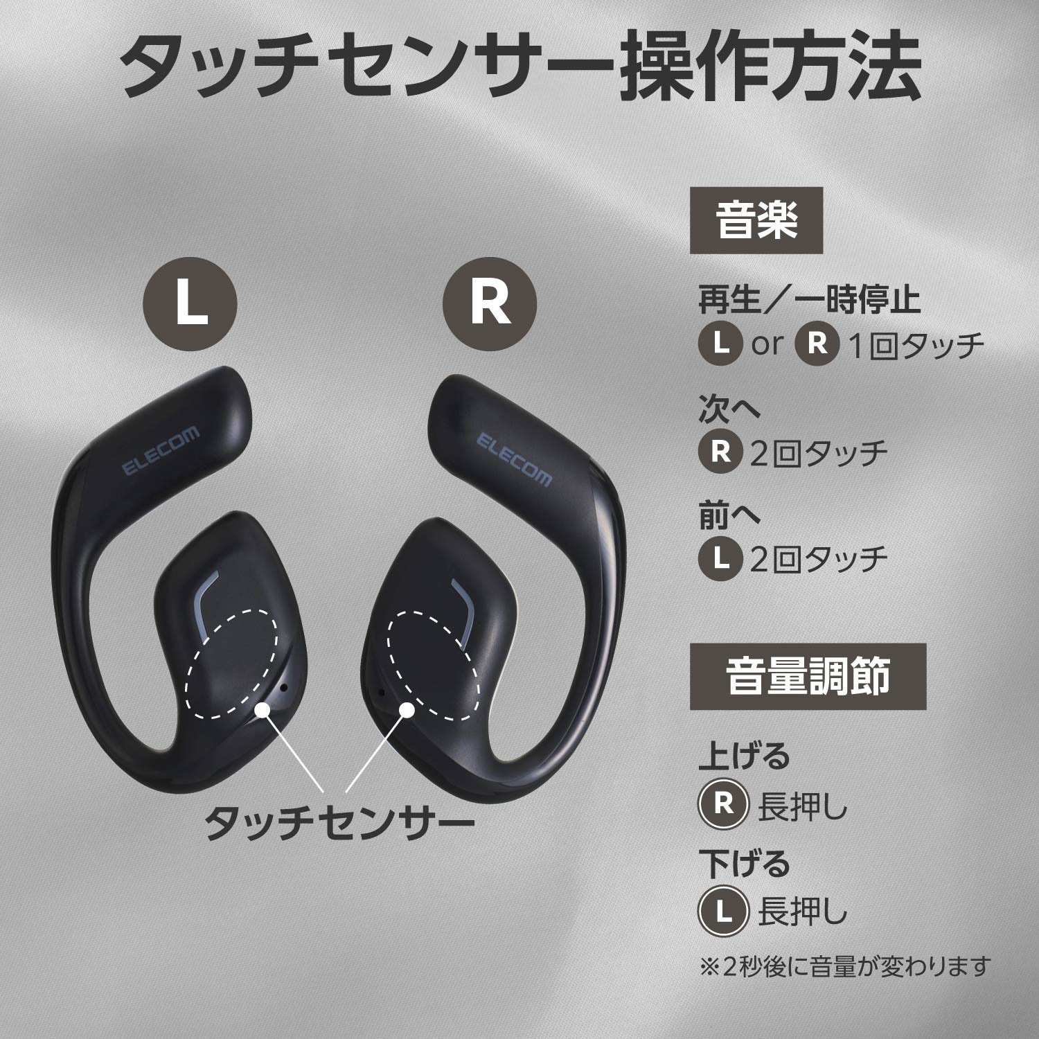 LBT-OWS01BK ワイヤレスイヤホン Bluetooth 5.4 オープンイヤー 