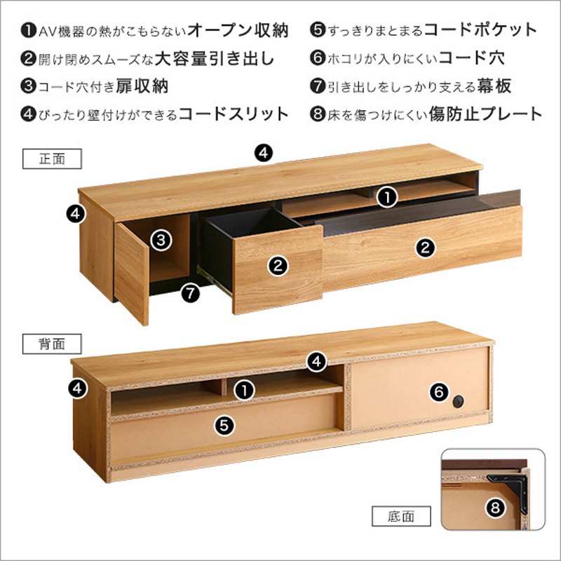 SH-24-BR180-WAL 日本製 テレビ台 テレビボード 180cm幅 【BARS-バース