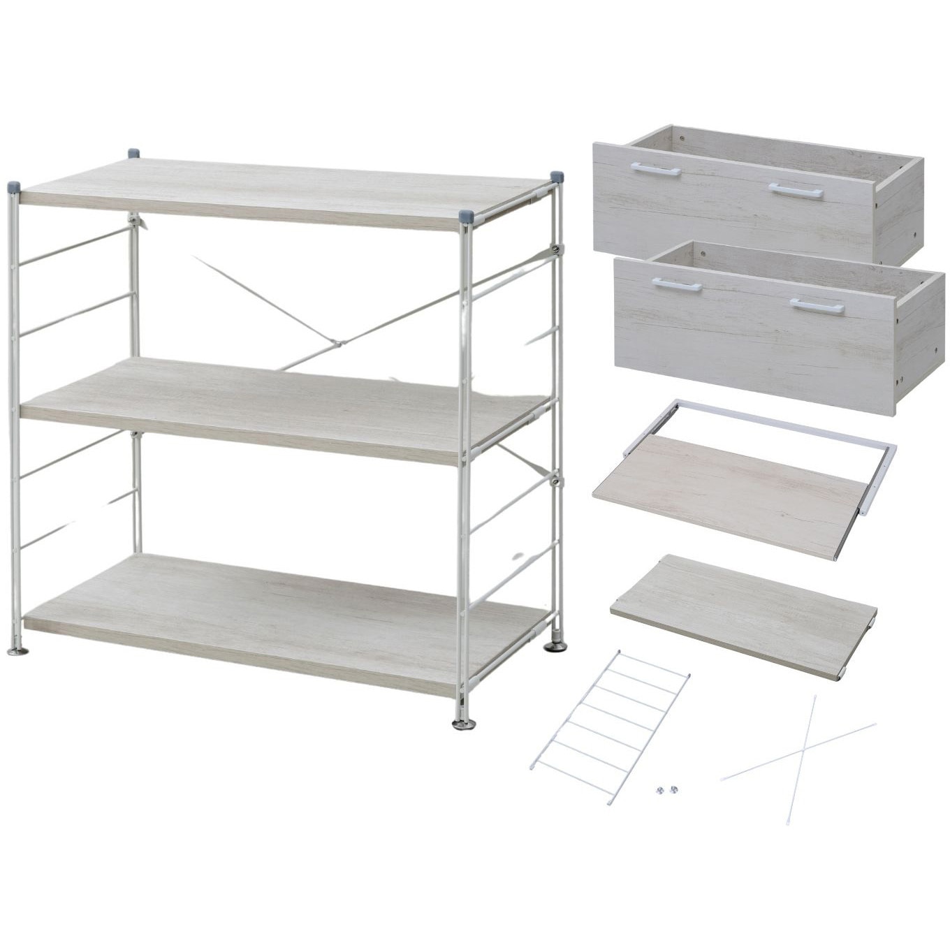 MWS-803A(AWH) ラック 木製棚板 3段セット YAMAZEN(山善) Aホワイト(木目)色 27,287円