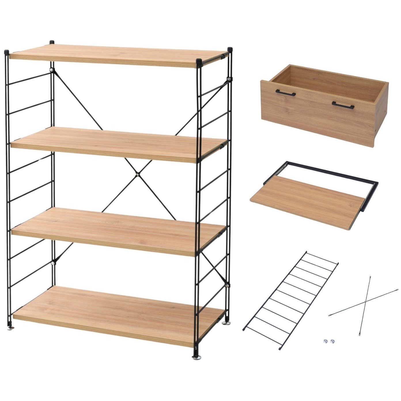 MWS-804C(OAK) ラック 木製棚板 4段セット YAMAZEN(山善) オーク(木目)色