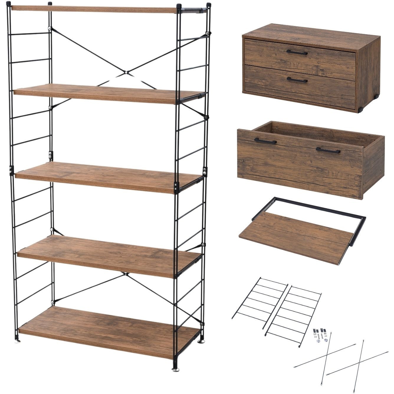 MWS-805D(ABR) ラック 木製棚板 5段セット YAMAZEN(山善) A