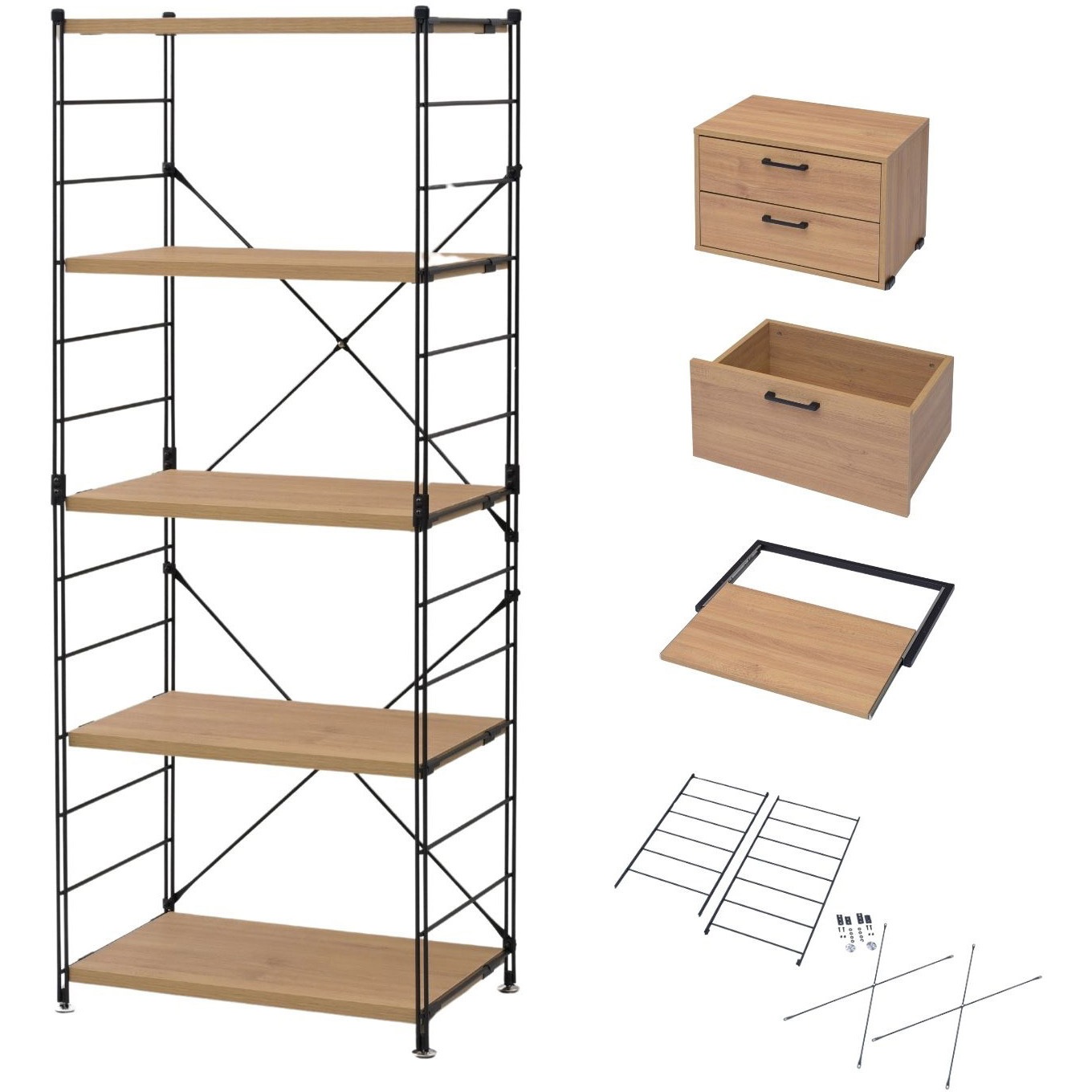 MWS-605D(OAK) ラック 木製棚板 5段セット YAMAZEN(山善) オーク