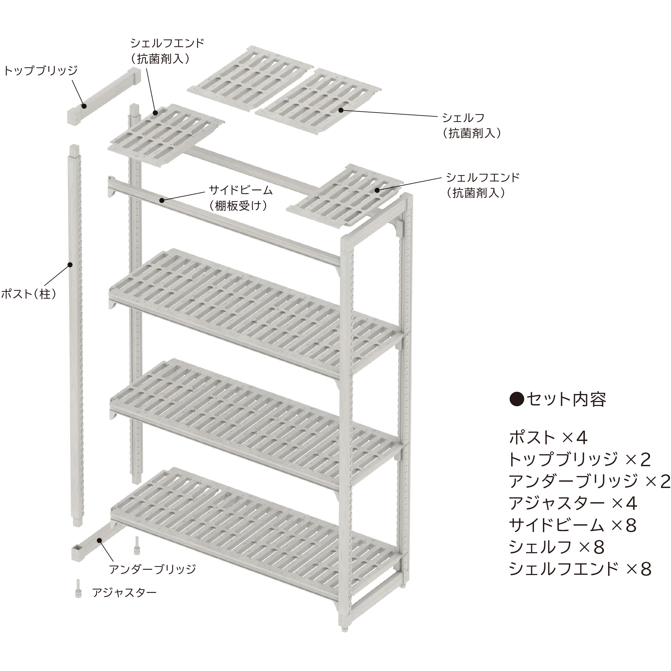 BEA101 KAWAJUN SHELF TypeP(カワジュンシェルフタイプP) 河淳 4段 