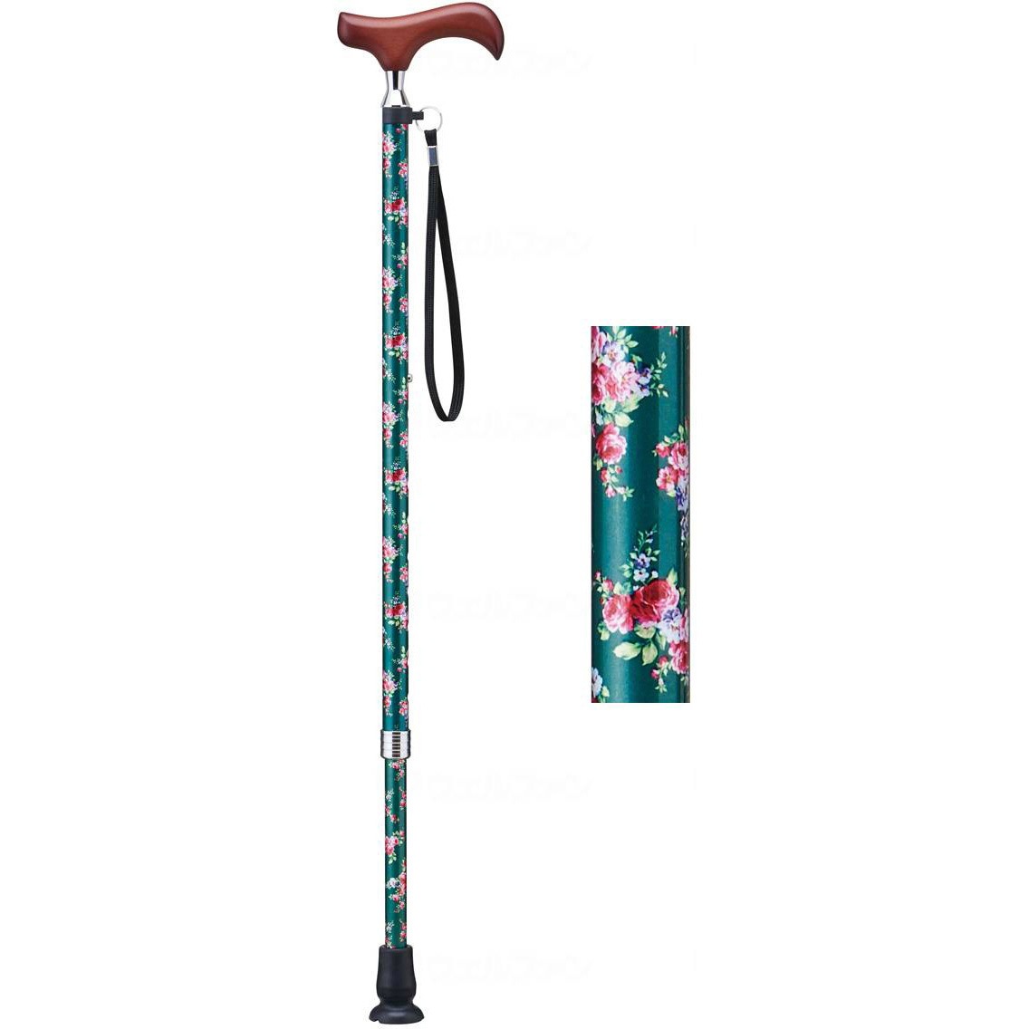 E-255A 愛杖Eシリーズ 伸縮柄/グリーン花柄/- 1本 ケイホスピア 【通販モノタロウ】