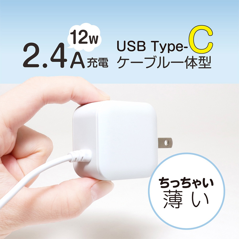 IAC-10S1/WH Type-C ACアダプタ 2．4A MCO ホワイト色 ケーブル長1m