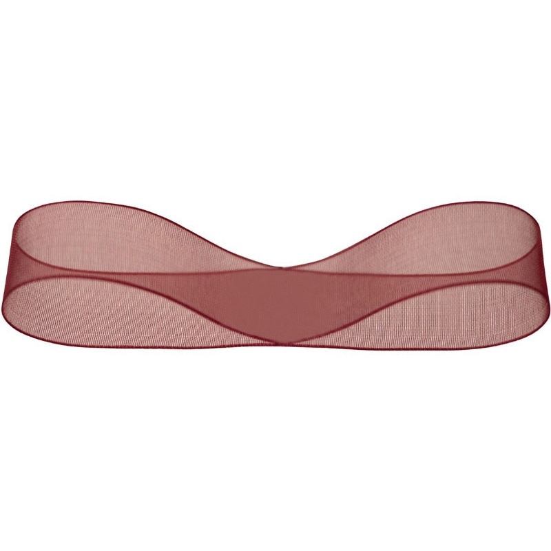 OR1512 オーガンジーリボン HEADS(ヘッズ) ボルドー色 幅15mm 1巻