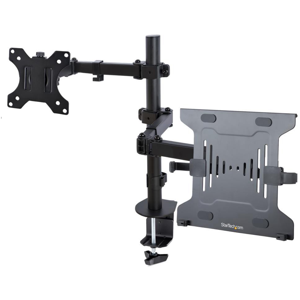 A2-LAPTOP-DESK-MOUNT モニターアーム/ノートパソコン トレイ付/1画面/最大32インチディスプレイ/VESA 対応/耐荷重： ノートPC 4.5kg、モニター 8kg/Cクランプ・グロメット固定式/高さ調整機能/ブラック/ディスプレイ ノートパソコン アーム 1個 StarTech.com 【通販モノタロウ】 15,386円