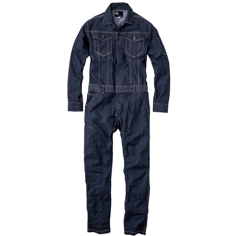 GE-340-36-L ストレッチライトツナギ ヒッコリー GRACE ENGINEER’S 長袖 インディゴ色 着丈55cm袖丈65cm  GE-340-36-L