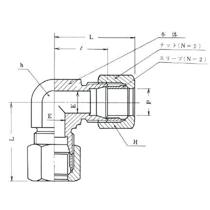 GL1-28.58-B 銅管用 くい込み継手 B型 15MPa GL-1型 ユニオンエルボ 1個 常栄継手工業 【通販モノタロウ】