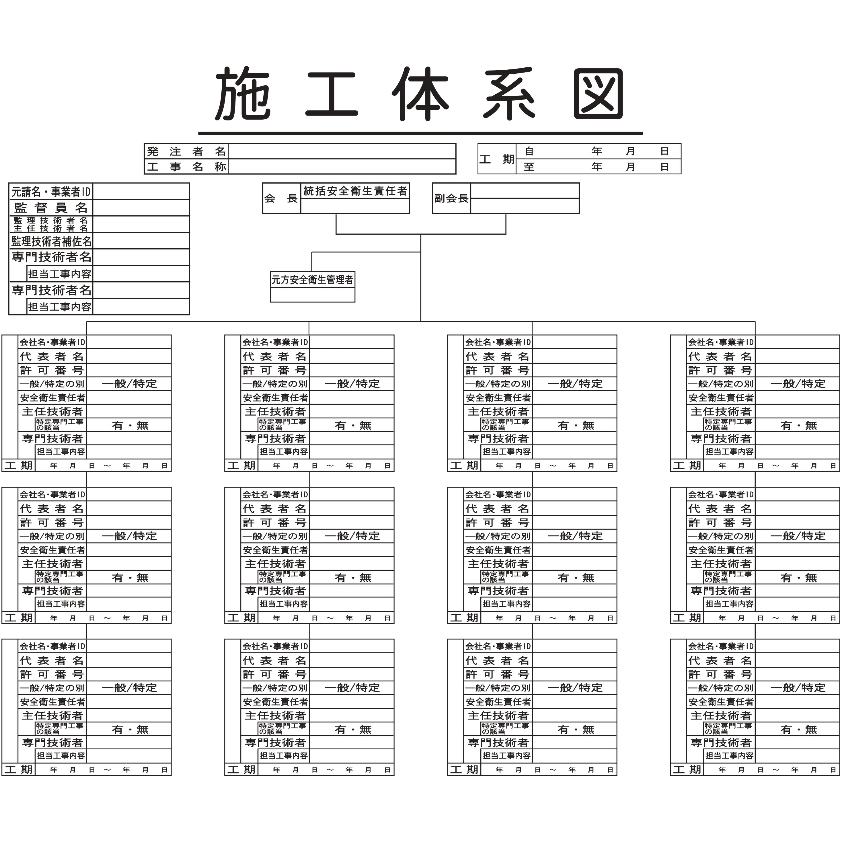 JHA-10Y-5 施工体系図 安全興業 幅600mm高さ450mm 1セット(2枚 JHA-10Y-5 施工体系図 安全興業 幅600mm高さ450mm 1セット(2枚
