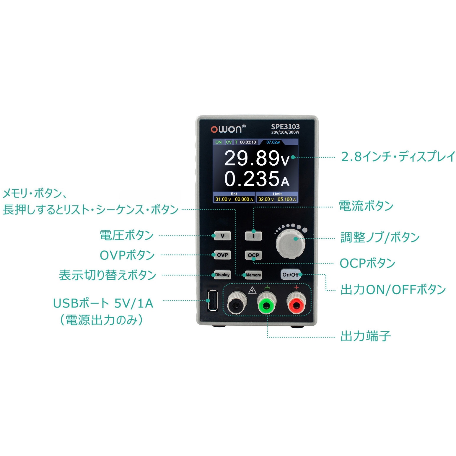 SPE3102 プログラマブル直流電源 SPEシリーズ OWON 10A SPE3102 【通販