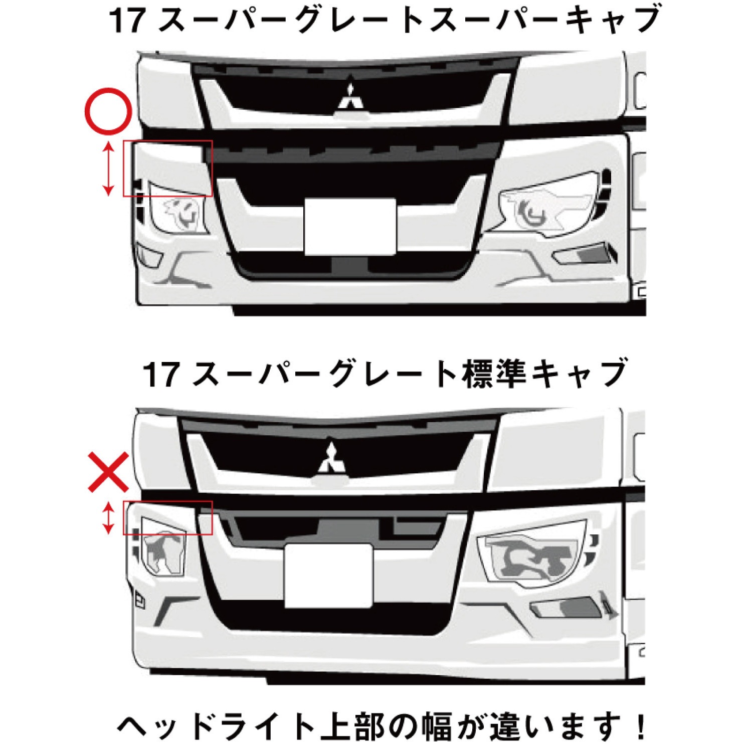 ふそう大型'17スーパーグレートスーパーキャブ用ヘッドライトベゼル