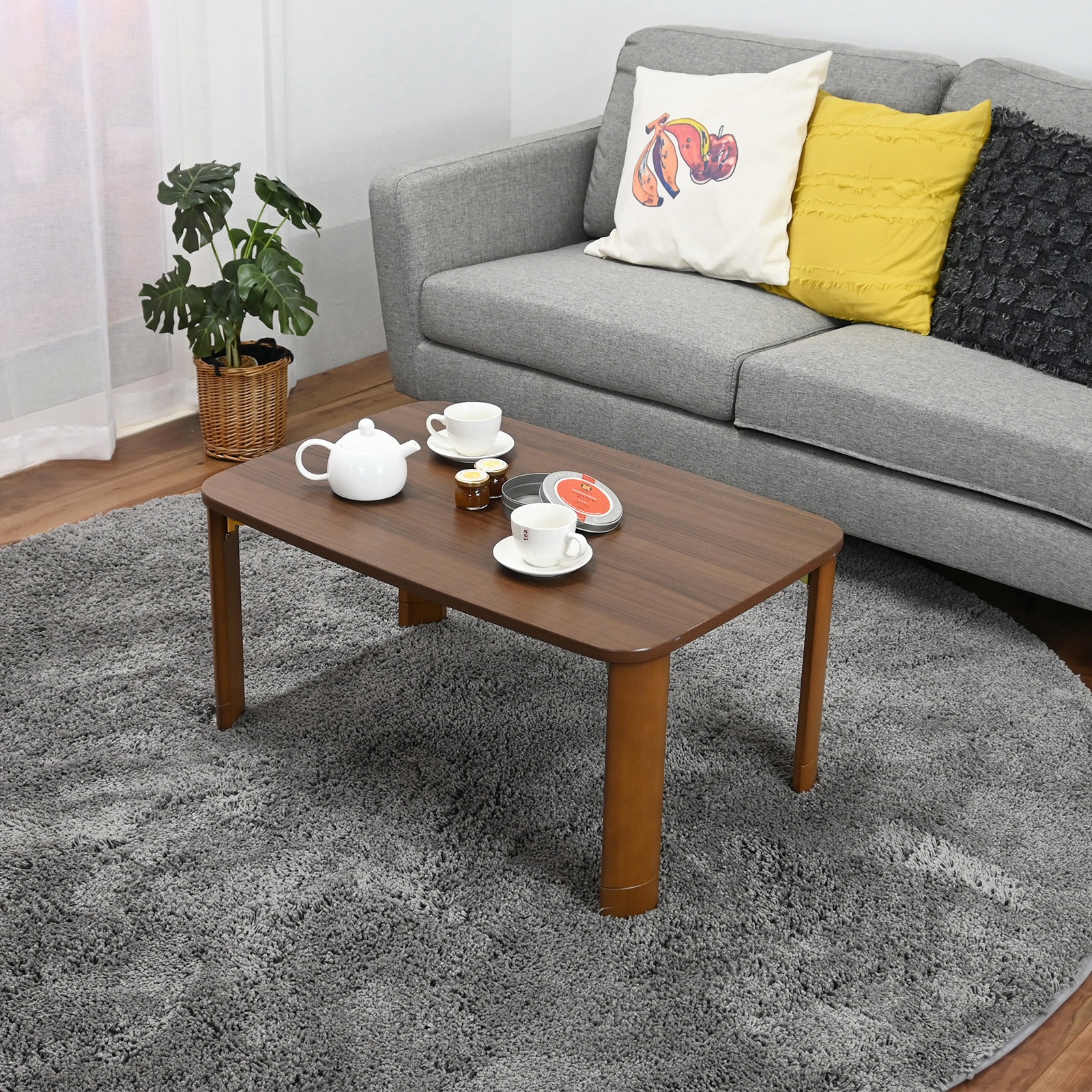 TP-7550 BR 継脚付折り畳みテーブル フクダクラフト 高さ37cm幅75cm