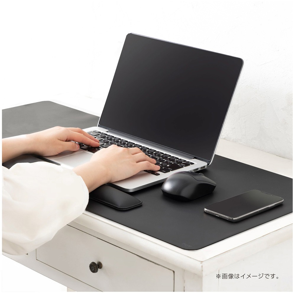 MUP-937BK リストレスト付きPUレザーデスクマット ナカバヤシ ブラック